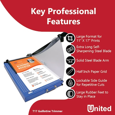 United Commercial 17" Guillotine Paper Trimmer, Blue (T17)