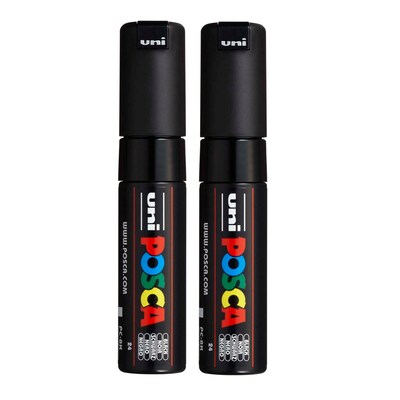 POSCA PC-8K Water Based Paint Marker, Broad Chisel Tip, Black, 2/Pack (UBCPC8KBLACK-2)