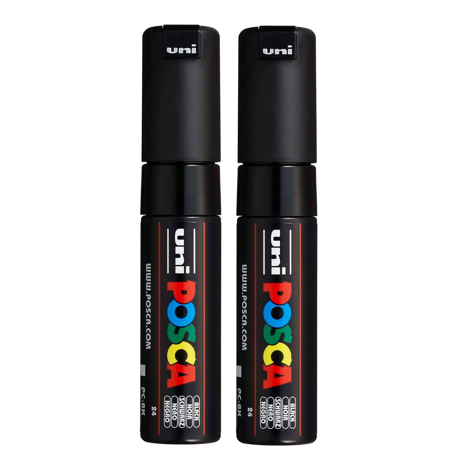 POSCA PC-8K Water Based Paint Marker, Broad Chisel Tip, Black, 2/Pack (UBCPC8KBLACK-2)