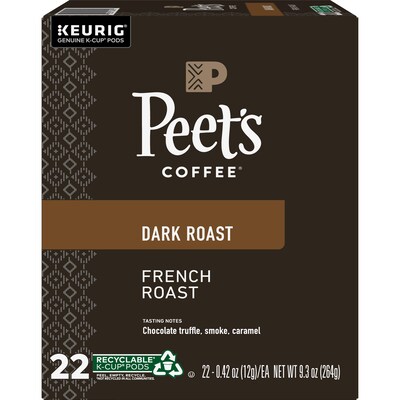 Peet's Coffee, Keurig K-Cup Pod, French Roast, 22/Box, 4 Boxes/Carton (6545XXCT)