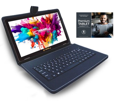 Linsay Octa Core 10.1" Tablet, 4GB RAM, 128GB Storage, Android 13, Bundled with Black Keyboard, Application Pack and Stylus Pen