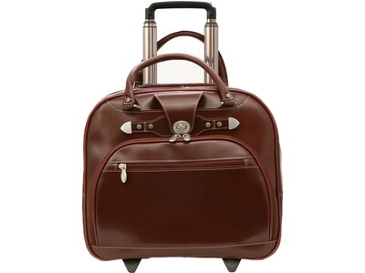 McKleinUSA REDWOOD 15" Leather Rolling Laptop Bag, Red (99696)