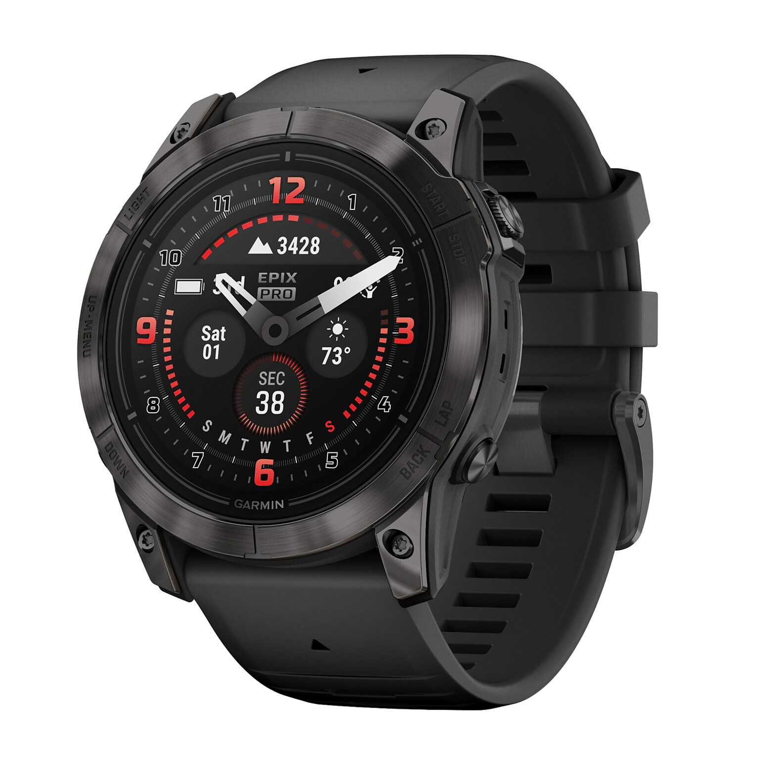 Garmin epix Pro (Gen 2) Sapphire Edition Smartwatch, 51-mm, Carbon Gray DLC Titanium Bezel with Black Band (010-02804-00)