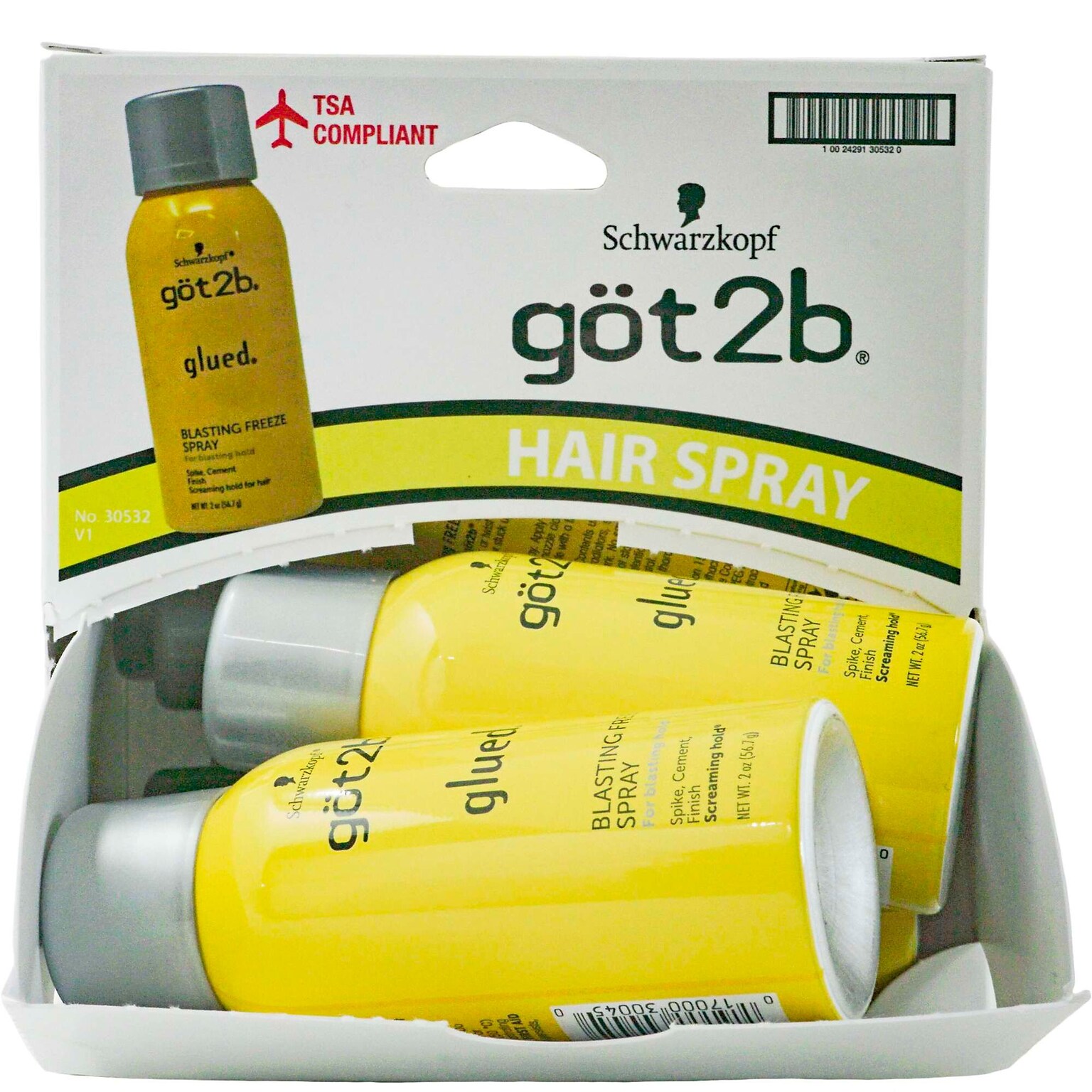 got2b Glued Blasting Freeze Hair Spray, 2 oz Bottle, 9 Bottles/Dispensit Box, 12 Dispensit Boxes/Carton