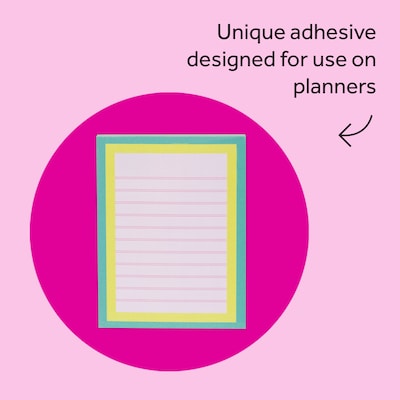 Post-it Mini List Notes Combo Pack, 3" x 3", Assorted Collection, Lined, 75 Sheet/Pad (W25-34-2)
