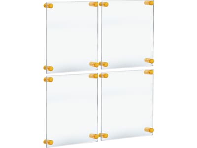 Azar Floating Frame with Standoff Caps, 11 x 17, Clear/Gold Acrylic, 4/Pack (105508-GLD-4PK)