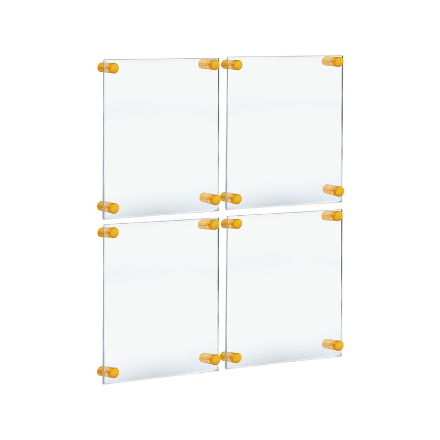 Azar Floating Frame with Standoff Caps, 11 x 17, Clear/Gold Acrylic, 4/Pack (105508-GLD-4PK)