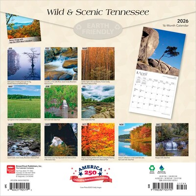 2026 BrownTrout Tennessee Wild & Scenic 12 x 12 Monthly Wall Calendar (9798330705795)