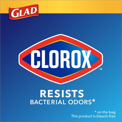 Glad Medium Drawstring Trash Bags with Clorox, 8 Gallon, Grey, Lemon Fresh Bleach Scent, 26/Box(7931
