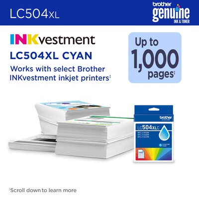 Brother LC504XL Cyan High Yield Ink Cartridge (LC504XLCS)