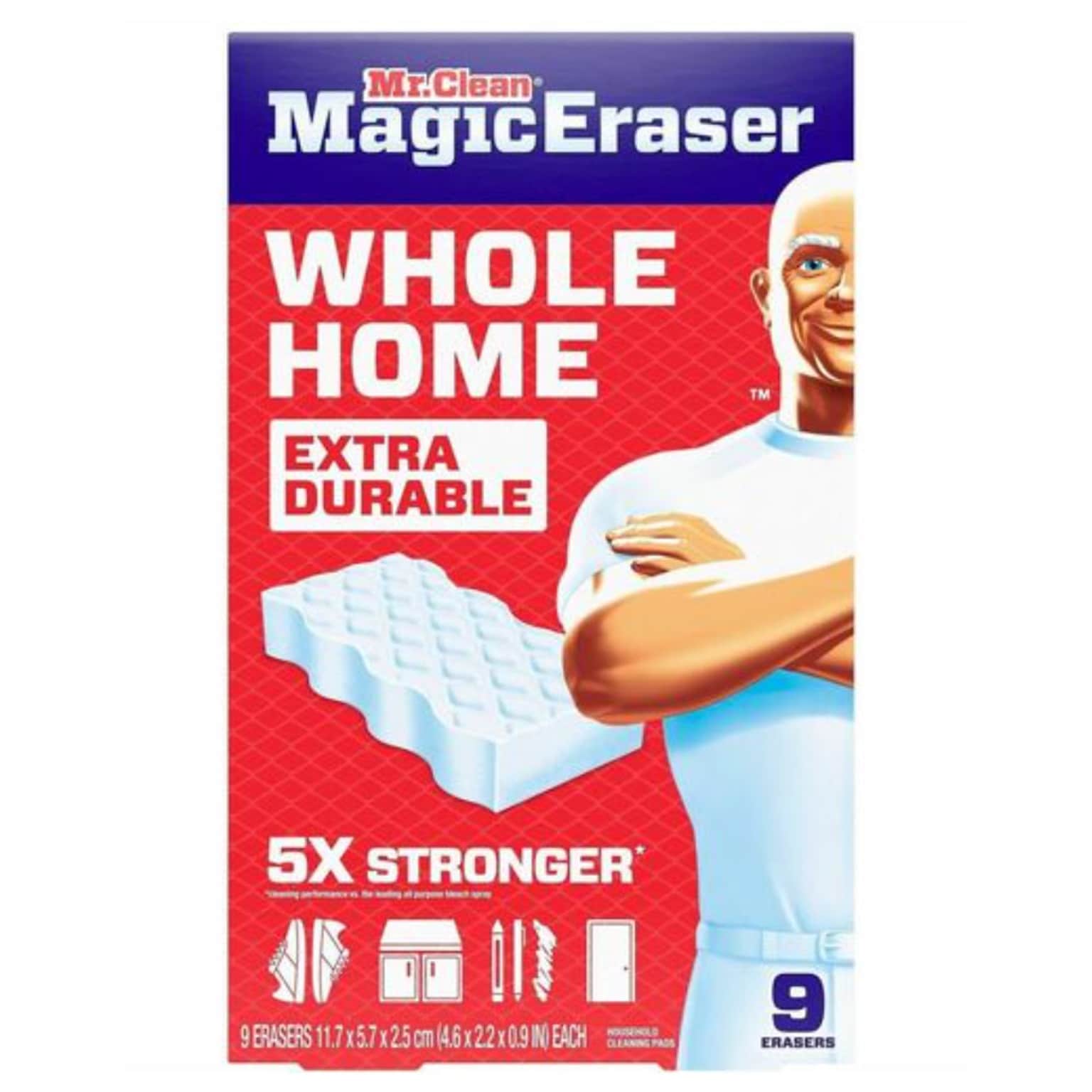 Mr. Clean Magic Eraser Extra-Durable Sponge, White, 9/Box, 2 Boxes/Carton (PGC22880)