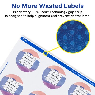 Avery Laser/Inkjet Circle  Waterproof Multipurpose Labels, 1.75"  Dia, White, 1000/Box (94509)