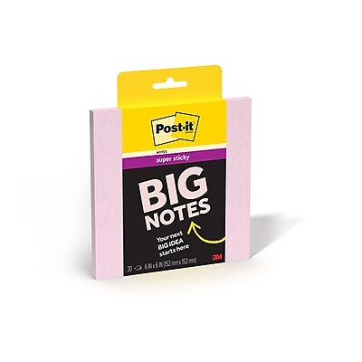 Post-it Super Sticky Big Notes, 6 x 6, Pink Salt, 30 Sheet/Pad, 1 Pad (BN-6PNK)