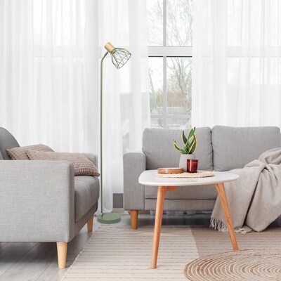 Simple Designs Farmhouse Fusion 55.91" Floor Lamp with Round Shade, Green (LF2019-GRN)