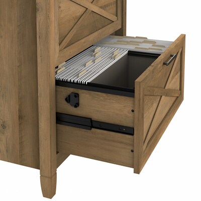 Bush Furniture Key West 60"W L Shaped Desk with 2 Drawer Lateral File Cabinet, Reclaimed Pine (KWS014RCP)