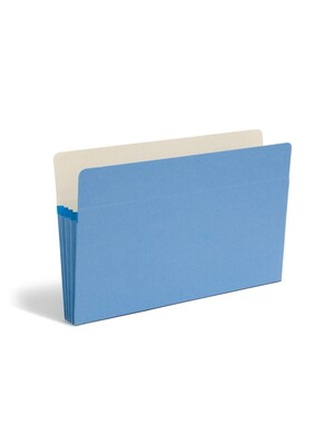 Smead Recycled Reinforced File Pocket, 3 Expansion, Legal Size, Blue, 25/Box (74225)