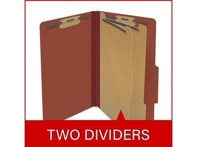 Medical Arts Press Pressboard Classification Folder, 2 Dividers, 2" Expansion, Legal Size, Red, 10/Box (DV-T52-26-3RED)