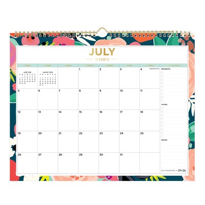 2026-2027 Blue Sky Wirebound Secret Garden 12 x 15 Academic Monthly Wall Calendar, Assorted Colors (156065-A27)