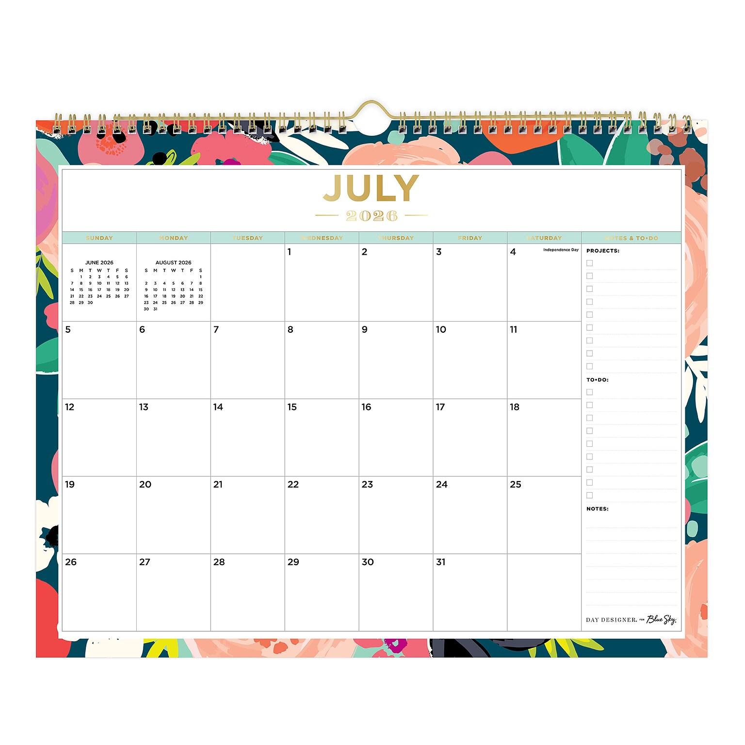 2026-2027 Blue Sky Wirebound Secret Garden 12 x 15 Academic Monthly Wall Calendar, Assorted Colors (156065-A27)