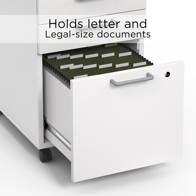 Union & Scale™ Essentials 3-Drawer Vertical File Cabinet, Mobile/Pedestal, Letter/Legal, White, 21" (UN56980)