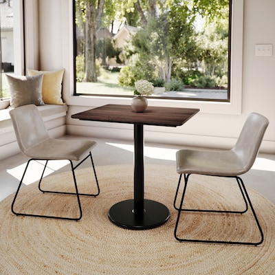 Flash Furniture Acadia Wooden Dining Table with Round Base, 23.75"D x 29.75"W, Dark Brown/Black Base (ST2430WBRTR18)