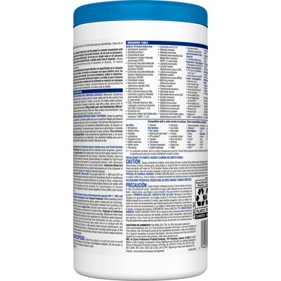 Clorox Healthcare Bleach Germicidal Wipes, 70 Wipes/Container (35309)
