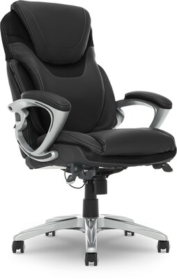 Serta Works Bryce Ergonomic Bonded Leather Swivel Executive Chair, Black (43807A)