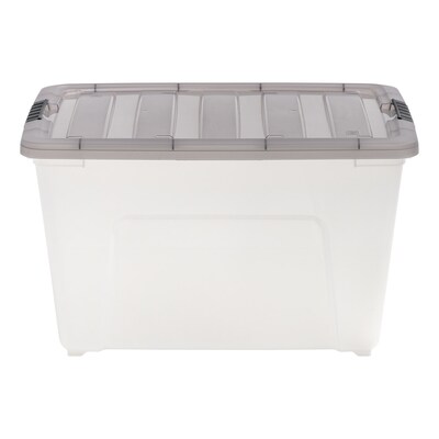 Iris 53 Quart Stack and Pull Plastic Latching Storage Bin, Clear (500211)