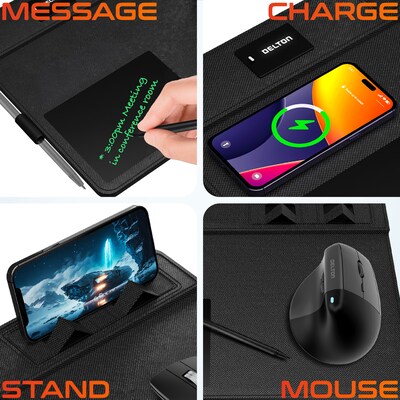 Delton S38 Wireless Ergonomic Vertical Optical USB Mouse and Charging Pad Bundle, Black (DMWS38BD1)