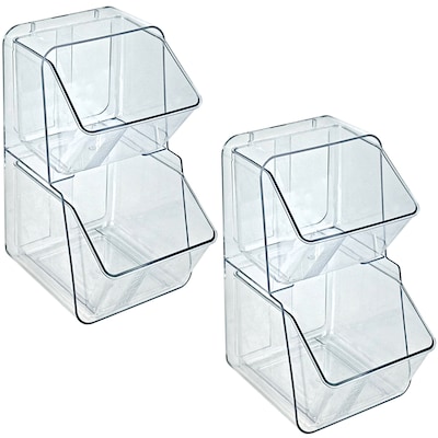 Azar Clear Organizer Two-Tier Extra Small Plastic Storage Bin, 10.25 x 5.25x 5.12, Clear, 2/Pack (556760-2PK)