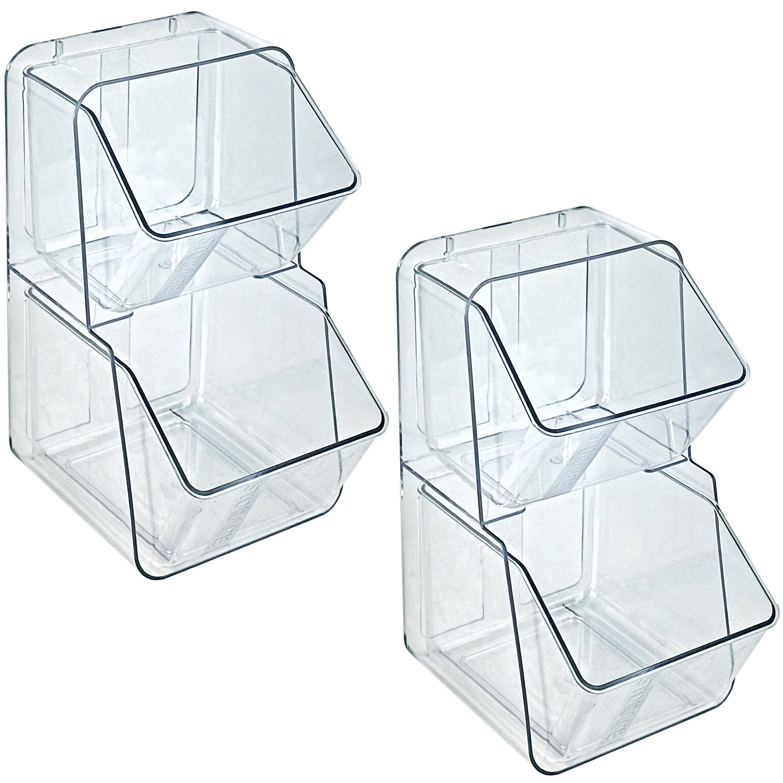 Azar Clear Organizer Two-Tier Extra Small Plastic Storage Bin, 10.25 x 5.25x 5.12, Clear, 2/Pack (556760-2PK)