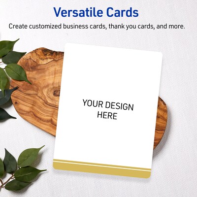 Avery Gold Double-Dipped Edge Matte Blank Card, White, 20/Pack (S00-DKD)