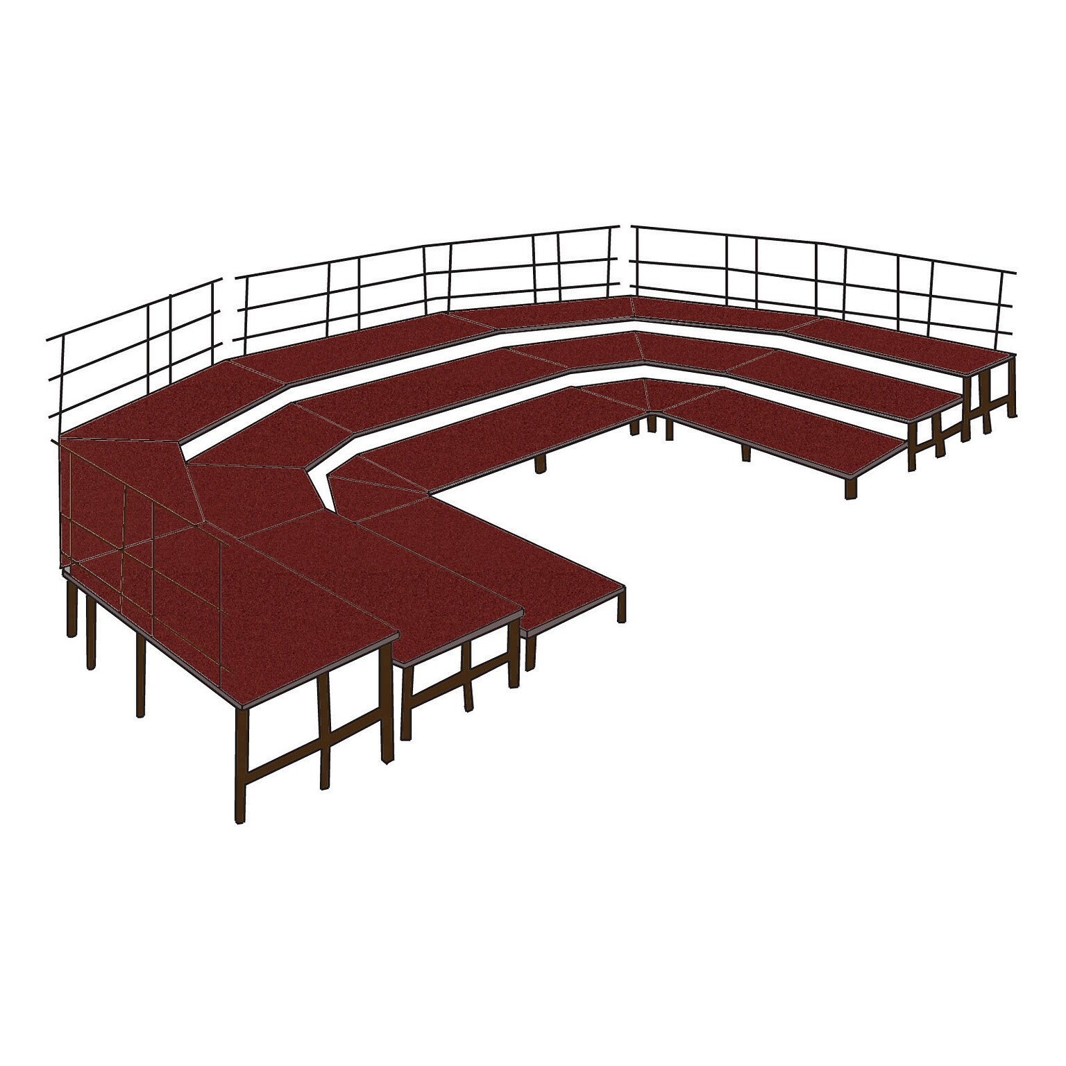 NPS 3-Level Seated Choral Riser Configuration, Red Carpet (SCRC36C40)