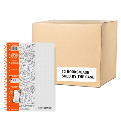 Whitelines Journal, 75.75 x 8.25, Dotted Ruled, Gray, 70 Pages, 12/Carton (17006cs)