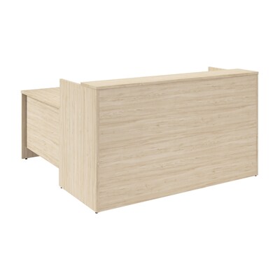 Bush Business Furniture Arrive 72W L Shaped Reception Desk with Shelf, Natural Elm (ARV006NE)