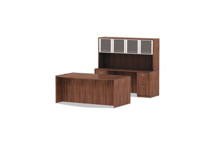 Alera Valencia Series 71" Bow Front Desk Shell, Modern Walnut (ALEVA227236WA)