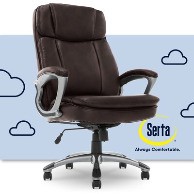 Serta Fairbanks Ergonomic Bonded Leather Executive Big & Tall Chair, 350 lb. Capacity, Chestnut (43675A)