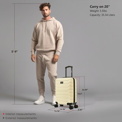 InUSA Trend 22.4 Hardside Suitcase, 4-Wheeled Spinner, TSA Checkpoint Friendly, Sand (IUTRE00S-SAN)