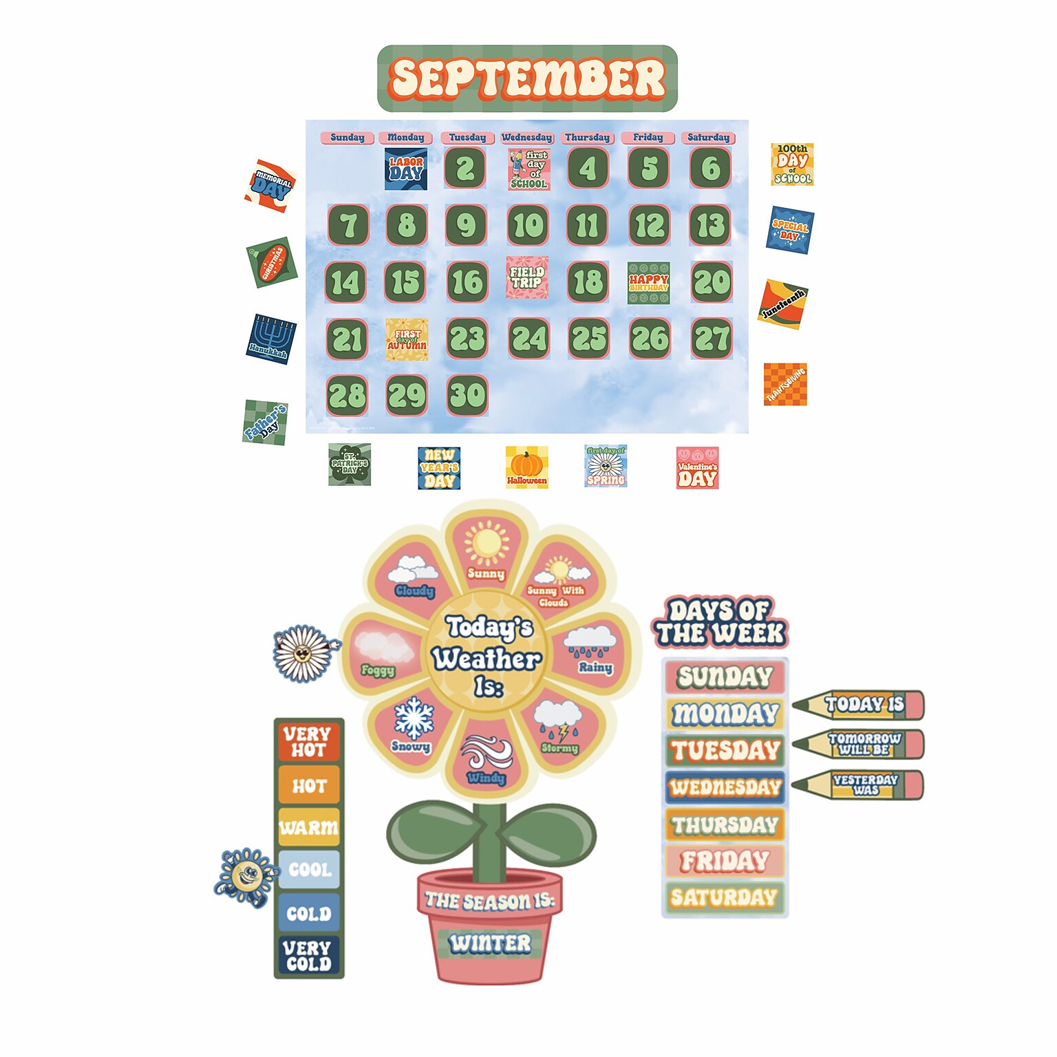 Eureka SCool Era Calendar Bulletin Board Set, 100/Set (EU-847849)