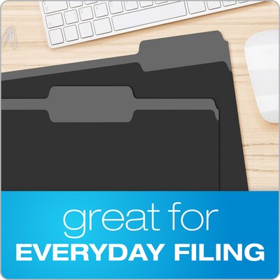 Pendaflex Interior Recycled File Folder, Straight Cut, Assorted, Letter Size, Black, 100/Box (4210 1/3 BLA)