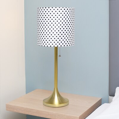Creekwood Home Modern Glam 21.25" LED Table Lamp, Gold/Polka Dot (CWT-1006-GD)