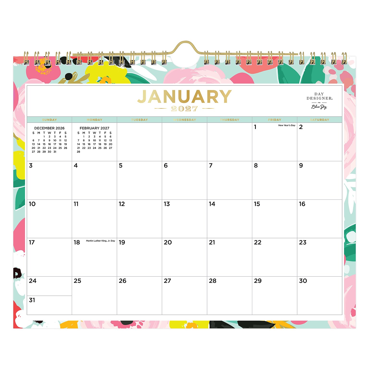 2027 Blue Sky Day Designer Secret Garden Mint 11 x 8.75 Monthly Wall Calendar (148632-27)