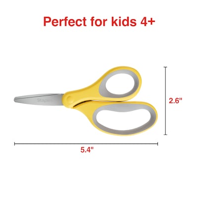 Staples Teacher Pack 5" Kids Pointed Tip Stainless Steel Scissors, Straight Handle, Right & Left Handed, 12/Pack (TR55057)