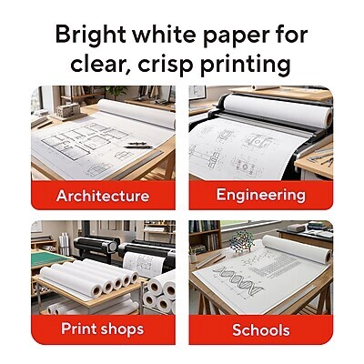 Staples Wide Format Engineering Paper Matte 36-Inch X 500-Ft 2/Carton