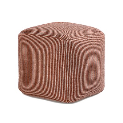 Anji Mountain Madison Ivory Brown Fabric Square Pouf Ottoman (AMBPF103-1818)