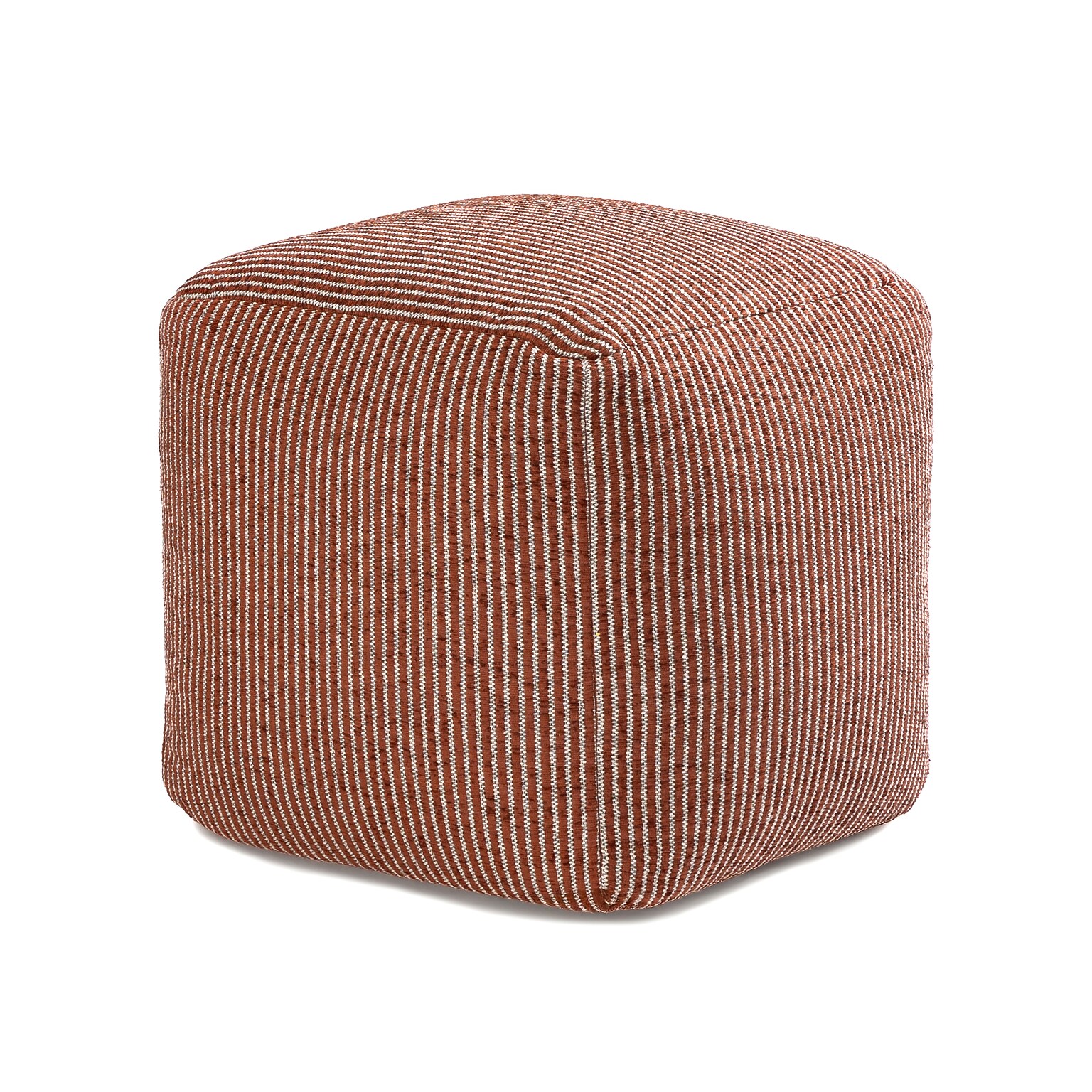 Anji Mountain Madison Ivory Brown Fabric Square Pouf Ottoman (AMBPF103-1818)
