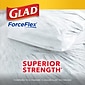 Glad ForceFlex Tall 13 Gallon Mediterranean Lavender Kitchen Drawstring Trash Bags, White, 80/Box (78902)