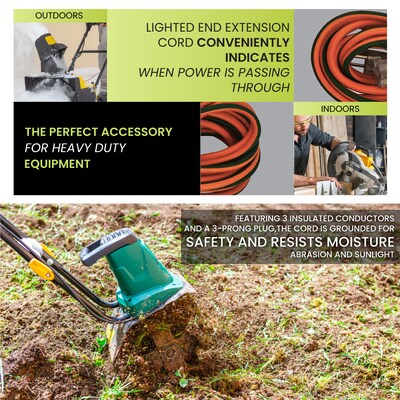 GoGreen Power 25' Indoor/Outdoor Extension Cord, 12 AWG, Orange (GG-14025)