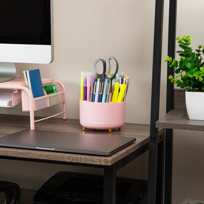 Mind Reader 5-Compartment Rotating Plastic Pen Holder, Pink (SPINPEN-PNK)