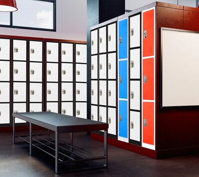AdirOffice 72" 4-Tier Black and White Storage Locker (ADI629-204-B-W)